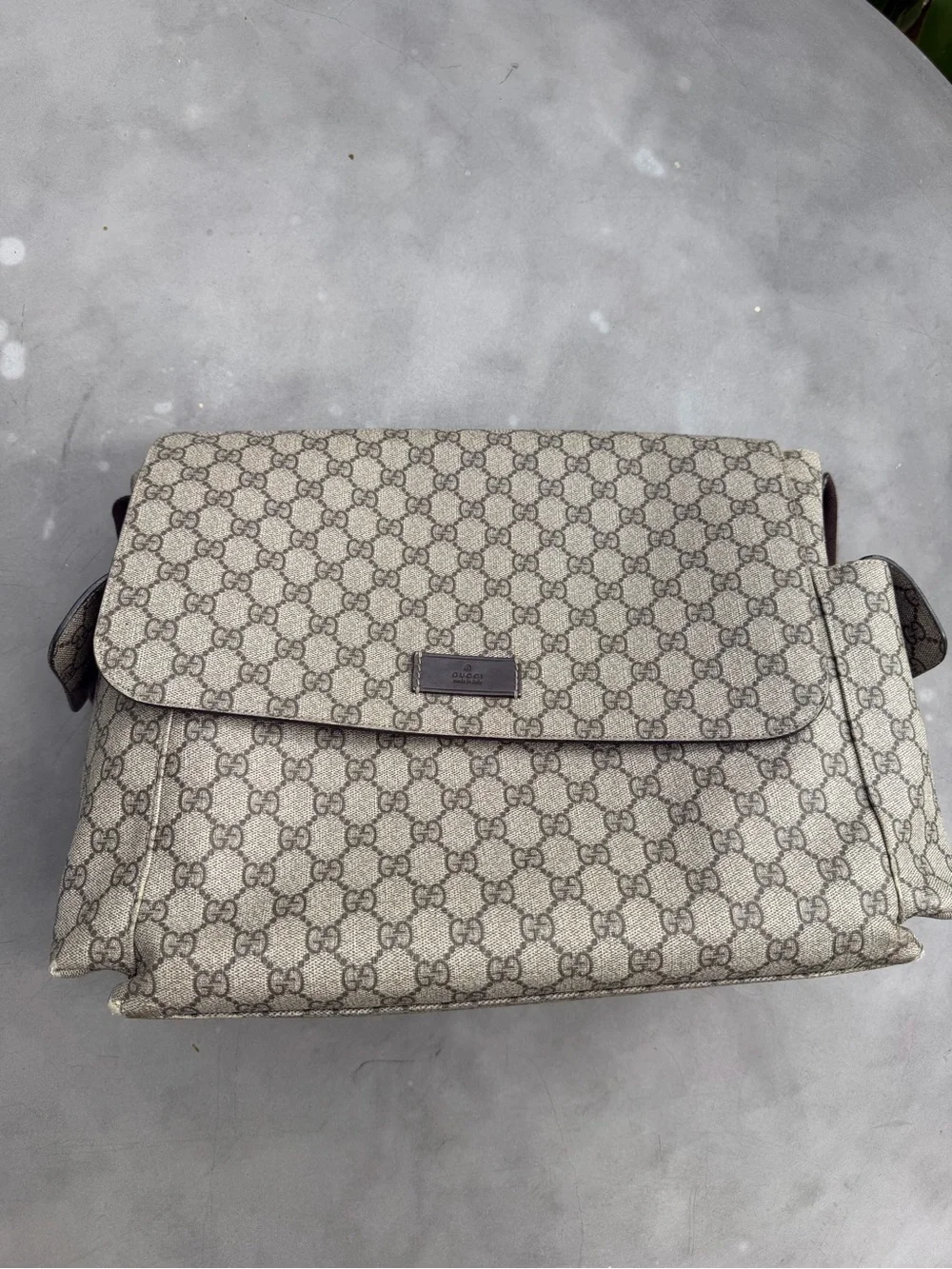 Gucci Brown | GG Plus Monogram Baby Messenger Diaper Bag